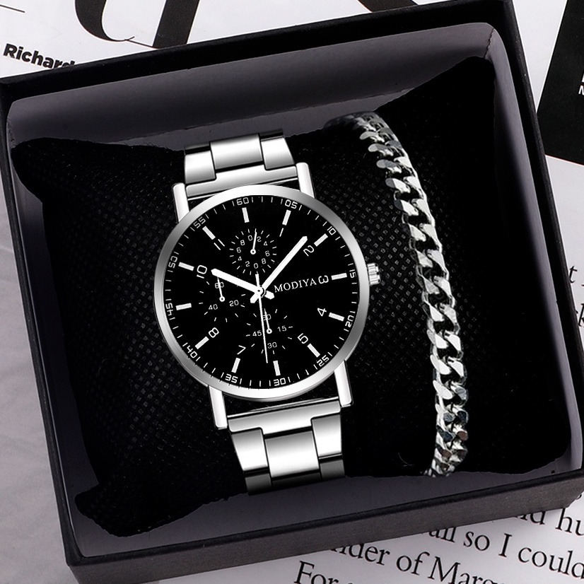 Men's Watch Casual Stainless Steel Band Quartz Watch（Without Box）