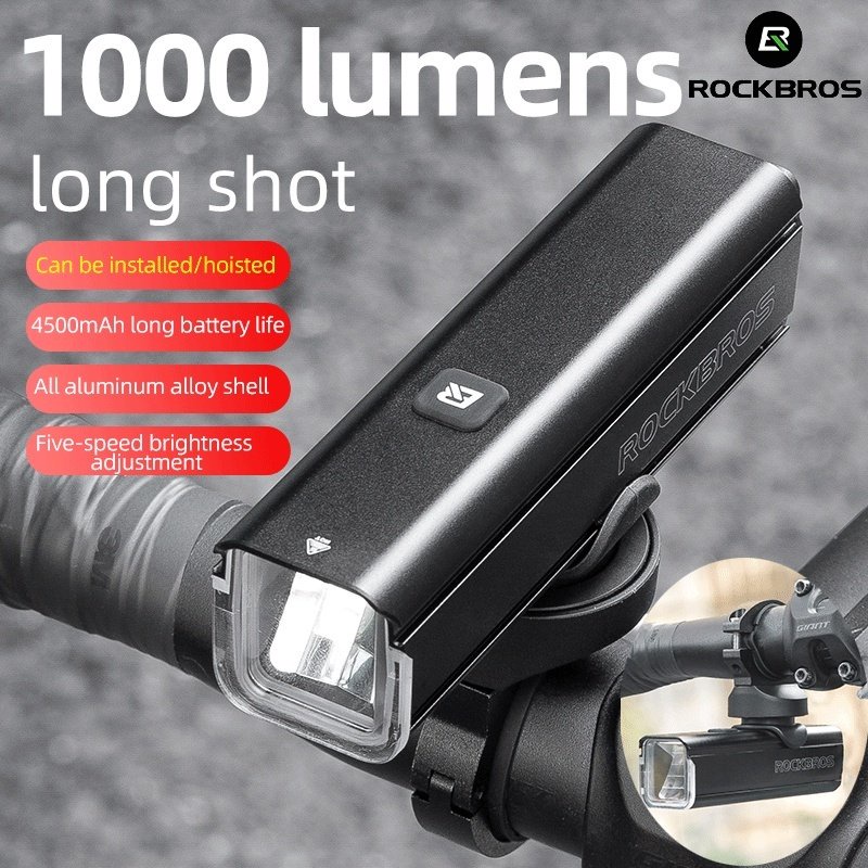 [SG SELLER] ROCKBROS Bicycle light Headlight USB Type C Rechargeable Cycling Bike Front Light Bicycle Accessories
