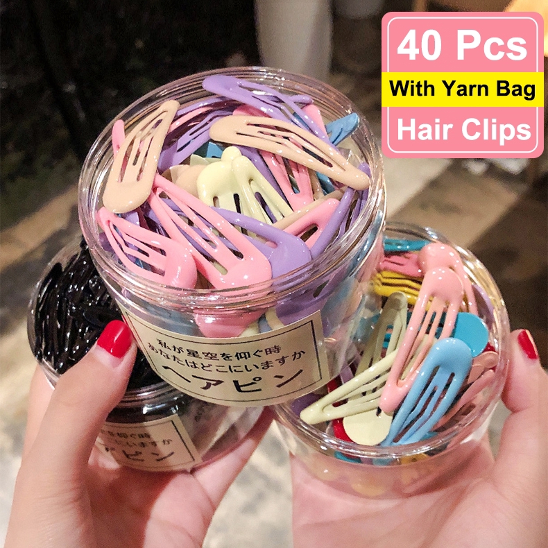 INS Fashion Candy Water Drop Hair Clips For Ladies / Metal BB Hairpin For Baby,Children,Kids / Women Sweet Korean Snap Barrette Daily Hair pins / Girls Basic Trendy Hair Accessories / With Yarn Bag