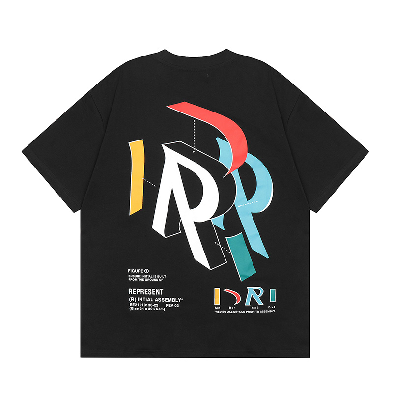 Fashion Colorful Letter Printing Represent T-shirt Men Women 1:1 Best Quality Summer Oversize Short Sleeve Inside Tags